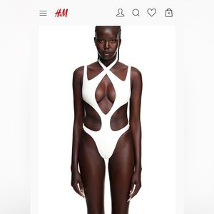 Mugler H&M White one piece swim suit